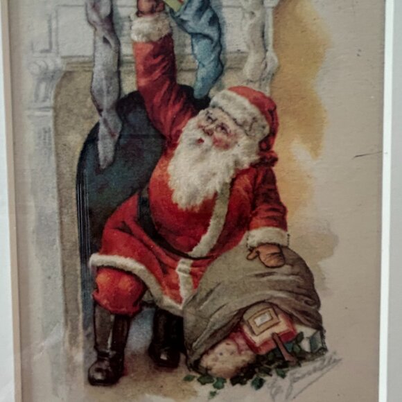 Vintage framed Santa Christmas chromolithograph print - Picture 3 of 7